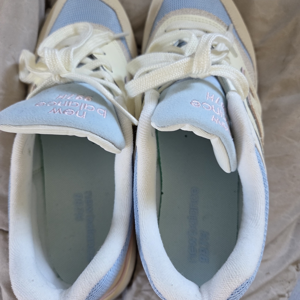New Balance White and Light Blue Women's Sneakers
